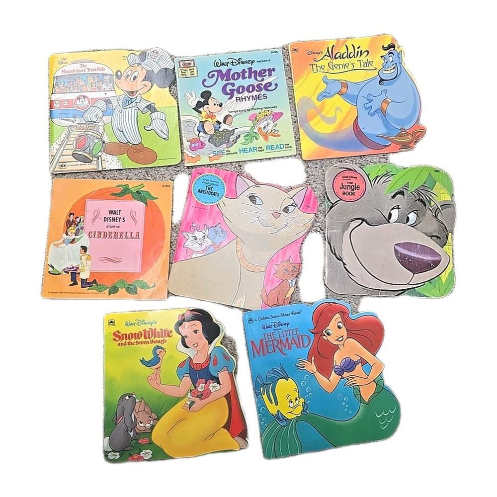 Lot‎ of 8 Vintage Various Walt Disney Die-Cut Softcover Children's Story Books